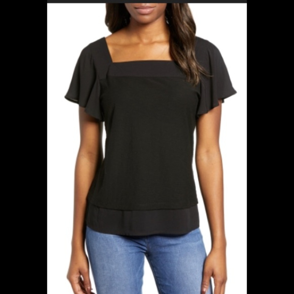Vince Camuto Flutter Sleeve Tee